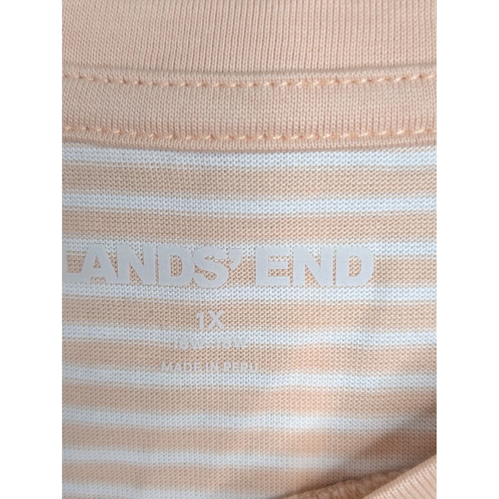 Lands' End Plus Women's Shirt 1X NWT (16W-18W) 100% Cotton Scoop Neck Striped - Picture 2 of 10